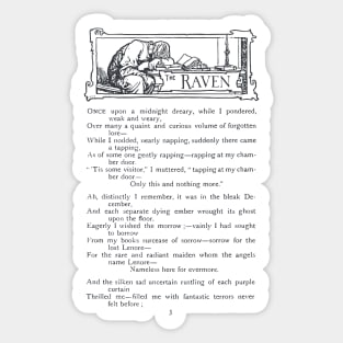 Allan Poe - The Raven poem, bookish gift for english teachers Sticker